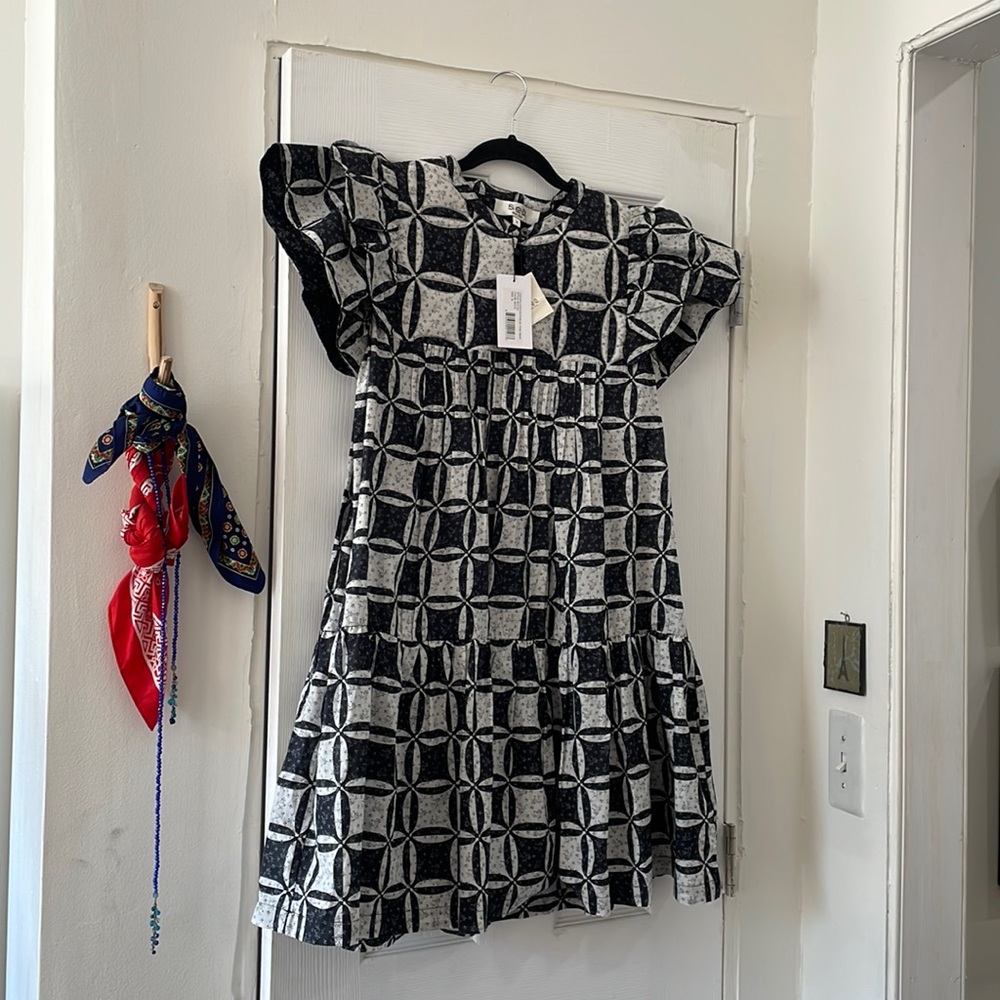 Sea New York Catalina Calico Flutter Tunic Dress - checkered